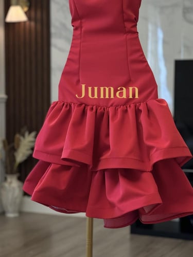 فستان احمر كت قصير