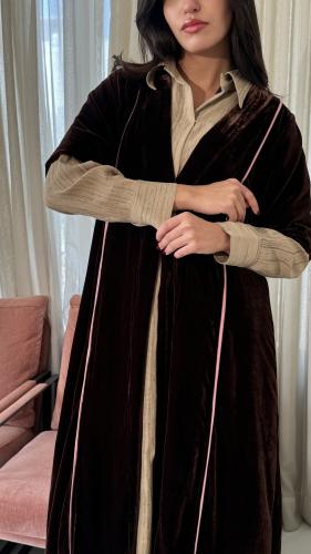 Brown Velvet Abaya عباية مخمل بني