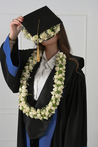 Graduation cap and headband - natural rose