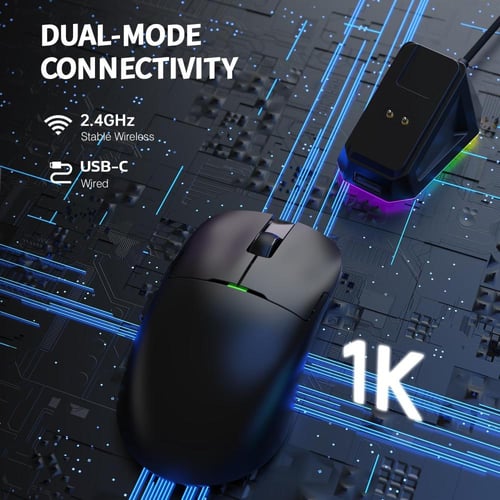 (Black) Ajazz AJ159 Dual Mode 2.4G/USB-C 56g Light...