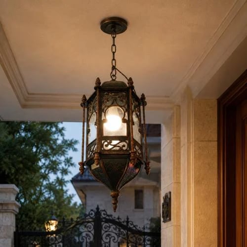 علاقي فانوس خارجي كلاسيك فاخر نحاسي E27 مقاس 70×30...