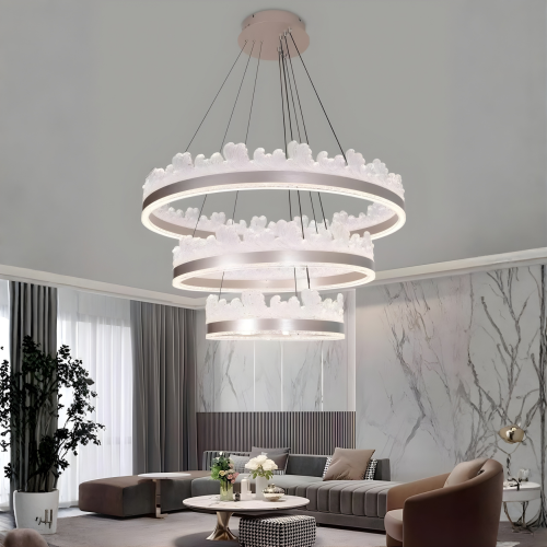 ثريا علاقي LED مودرن ثلاث حلقات 80+60+40 سم بريموت...