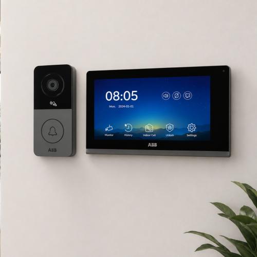 جرس أنتركوم ABB فيديو ذكي بشاشة لمس 7 بوصة وكاميرا خارجية 2MP مع قارئ بطاقات IC – فتح باب وتحكم عن بُعد