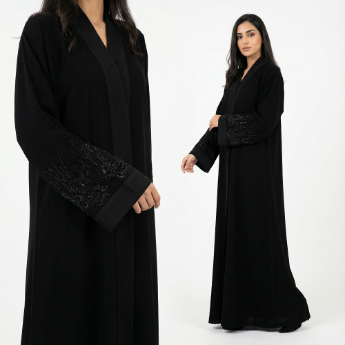 Cape abaya fabric crescent moon sleeves beadwork