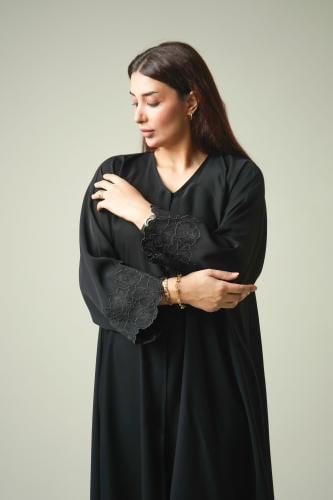 Abaya fabric internet, embroidered black sleeves