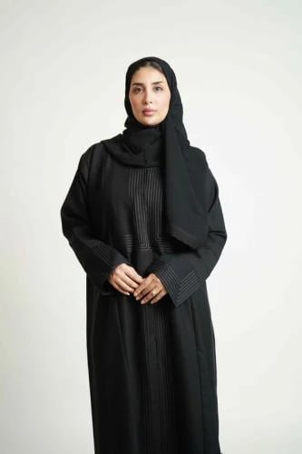 Cotton fabric shoulder abaya, with sleeves and lar...
