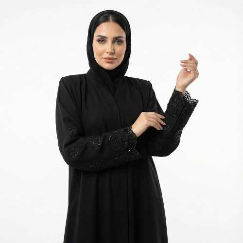 عباية كتف قماش لمار اكمام شغل خرز