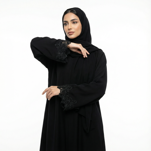عباية كتف قماش انترنت كوبرا اكمام شغل خرز