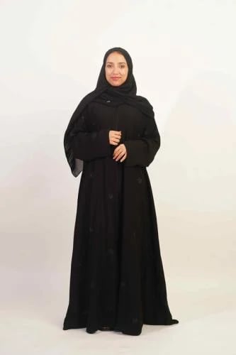 Royal fabric shoulder abaya with flowers embroidery full abaya