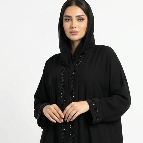 Abaya shoulder fabric internet front and sleeve pearl button