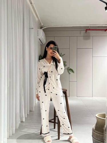 بجامة قطن لف سكري و اسود