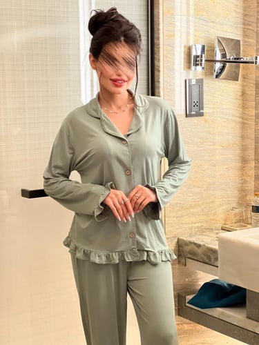 اوليڤ قرين بجامه قطن استرش ناعم