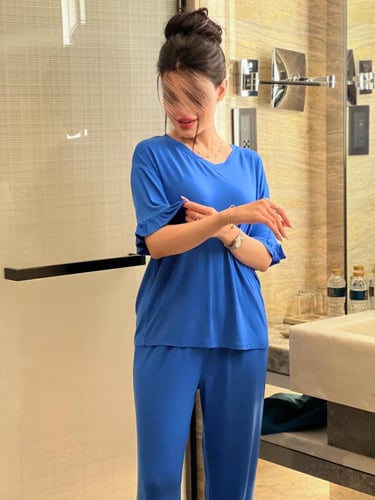 نيفي كم قصير قطن ناعم