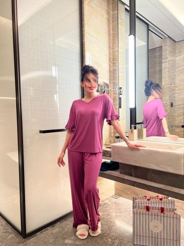 ليلك كم قصير قطن ناعم