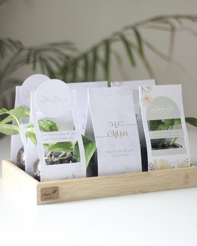 توزيعات بوتس حجم صغير مع قاعدة خشبية - ٦ حبات