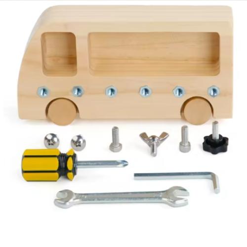 لعبة تركيب الباص الخشبي