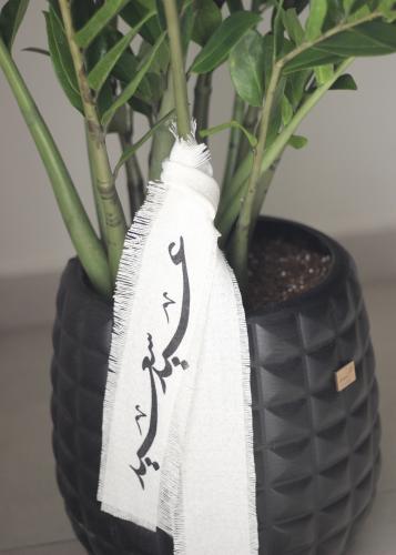 زاميا في حوض أسود كبير بشريط تهنئة