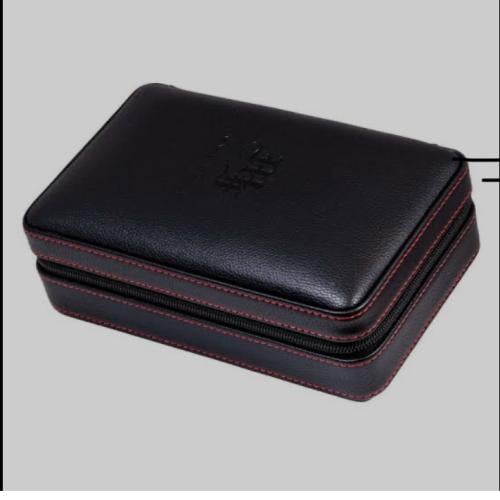 Black leather travel hummidor