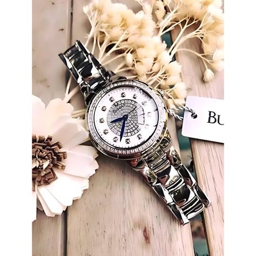 ساعة بولوفا روزديل مرصعة بالألماس كوارتز نسائية -...