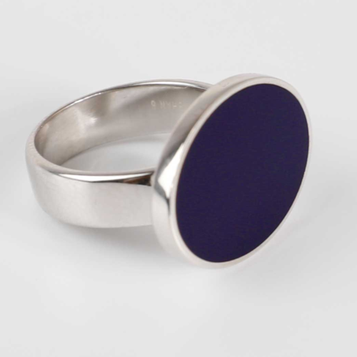 خاتم فضة ملكي كحلي - بيضاوي