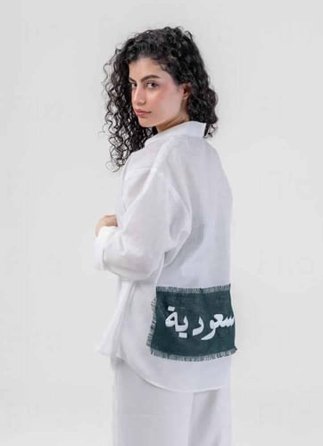 قميص اليوم الوطني قميص كتان كم طويل