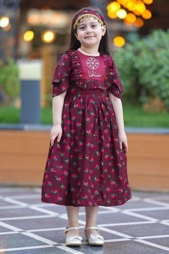 فستان التأسييس شالكي عنابي