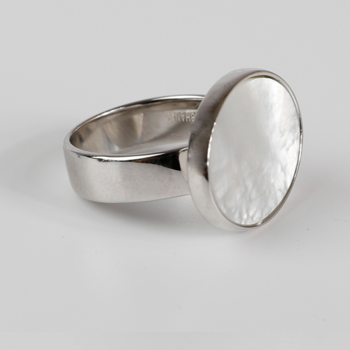 خاتم فضة ملكي سراميك - بيضاوي