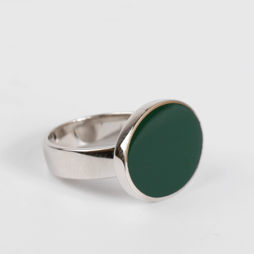 خاتم فضة ملكي زيتى بيضاوى - عيار 925