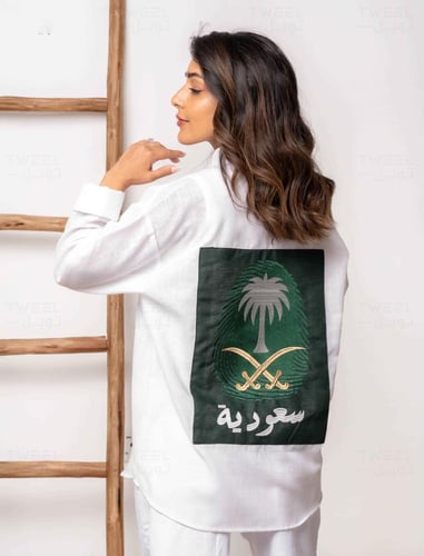 قميص كتان كم طويل- بصمة سعودية