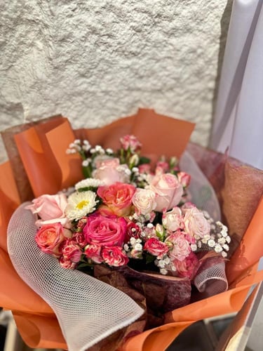 باقة ورد مكس جوري توليب بيبي روز الستوميريا