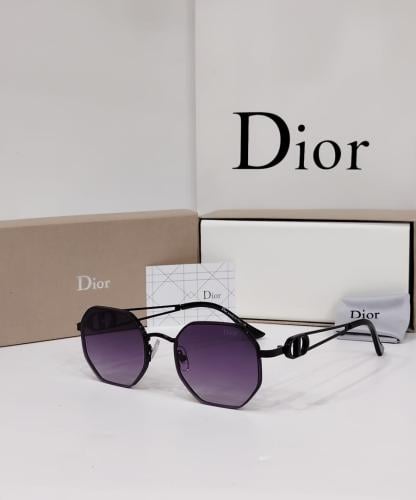 نظارة ديور فاخرة بإطار معدني أسود وعدسات بنفسجية م...