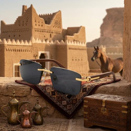 نظارة كارتير رجالية بدون إطار وعدسات سوداء