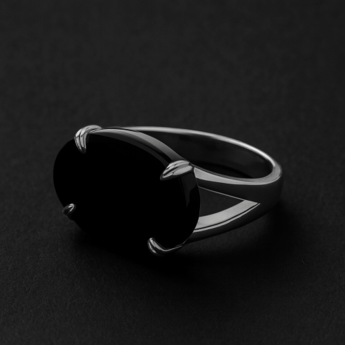 خاتم ملكي مخالب فضه عيار 925 - اسود