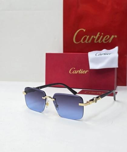 نظارة كارتييه رجالية بإطار ذهبي وعدسات مدرجة فاخرة