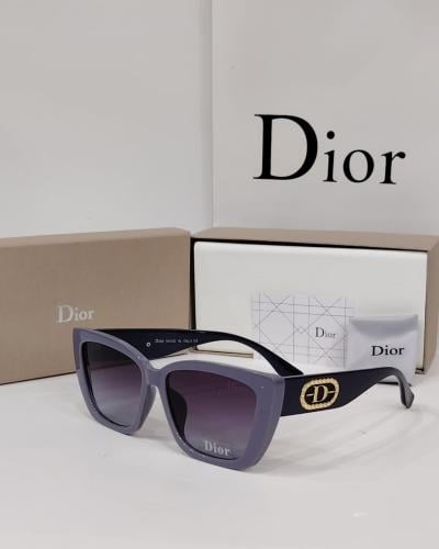 نظارة ديور فاخرة بإطار أزرق رمادي وعدسات متدرجة 50