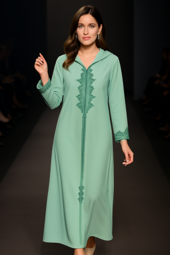 جلابية مغربية شوق باللون النعناعي