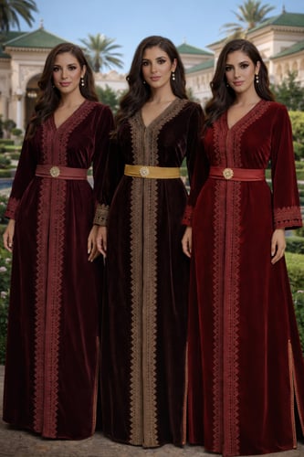 قفطان مخمل عنابي ملكي