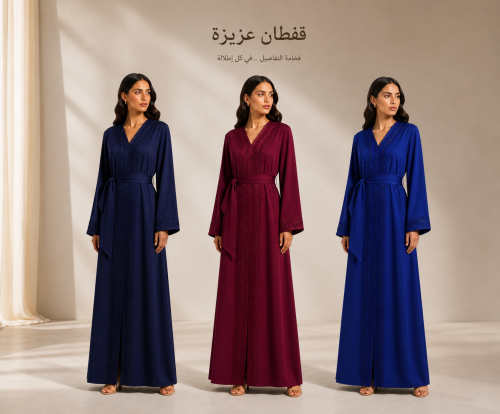 قفطان عزيزة 2 كريب يتوفر ب7 ألوان