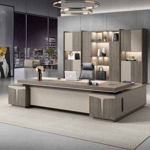 Modern office 200cm - beige × wooden