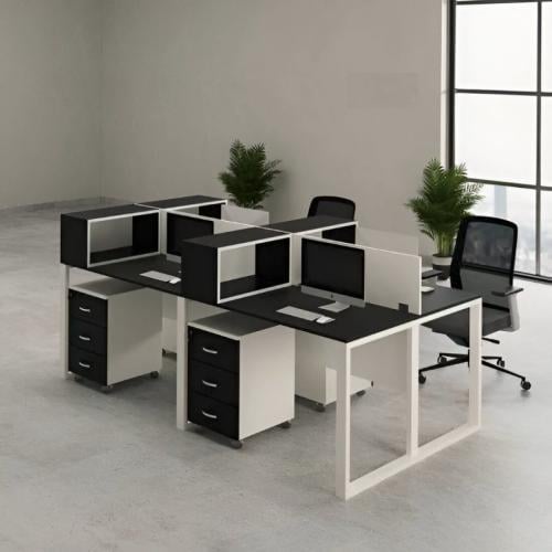 Four-piece work cell 240cm–white×black