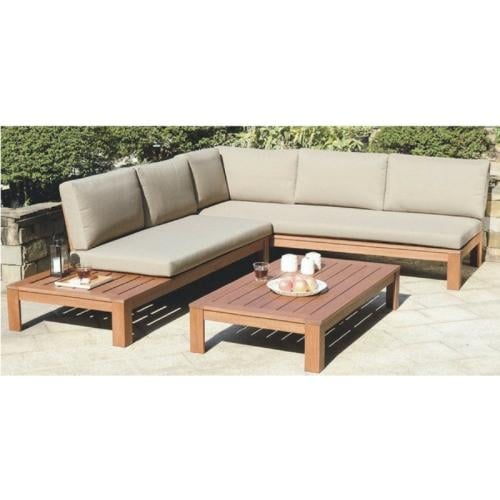 Outdoor sofa 230×200 cm– wooden × beige