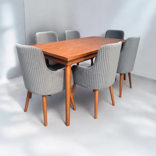 طاولة سفرة +6كراسي-بني