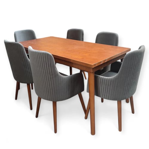 طاولة سفرة +6كراسي-بني