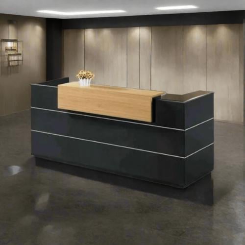 Reception desk 160cm–black×wooden