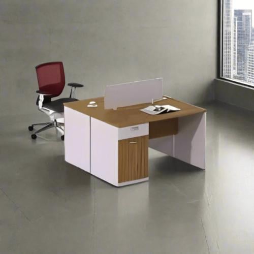 Double work cell 120cm–wooden×white