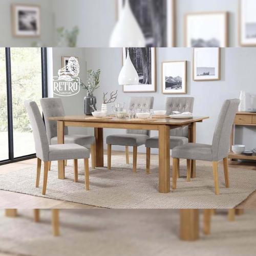 طاولة سفرة + 5 كراسي- بيج×رمادي