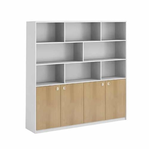 Modern Library 160cm - White × Wooden