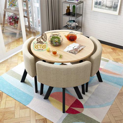 طاولة سفرة + 4 كراسي وبانكيت - بيج