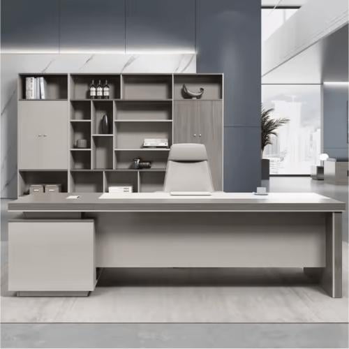 Modern office 200cm - off white × wooden