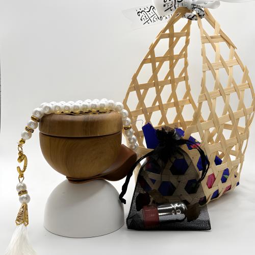 توزيعات رمضان سلال خوص ومبخرة بيضاء ( 4 حبات )